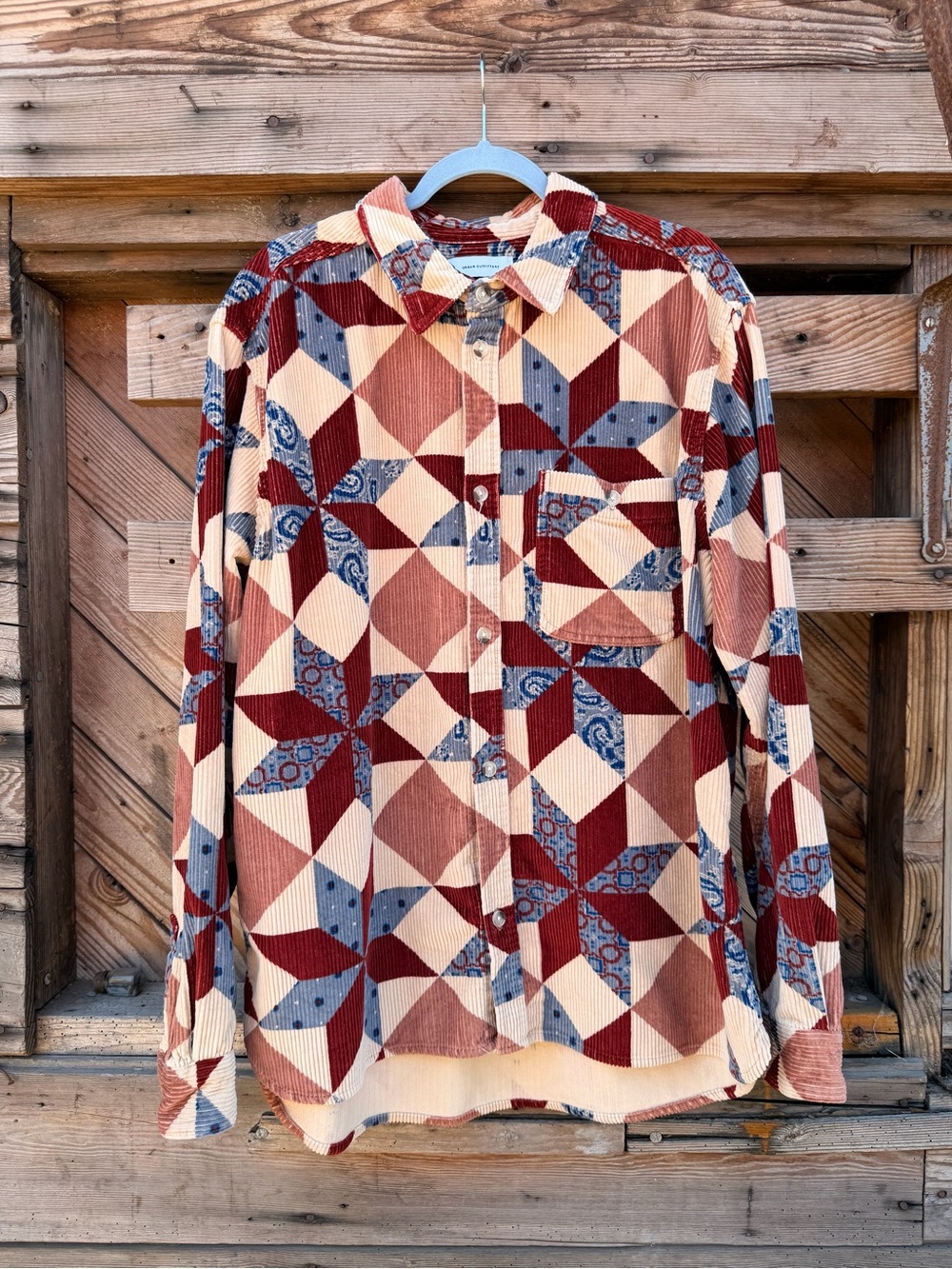 Urban Outfitters Geometric Corduroy Button-Down Shirt  NWOT